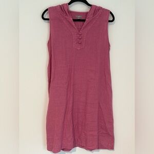 J. Jill Women’s Pink Sleeveless Hooded Shift Dress Linen Knot Buttons - Small